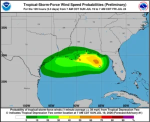 Tropical Depression Two Forms in Gulf as Forecasters Watch for Strengthening