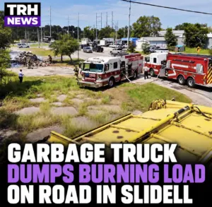 Garbage Truck Dumps Burning Load On Road In Slidell
