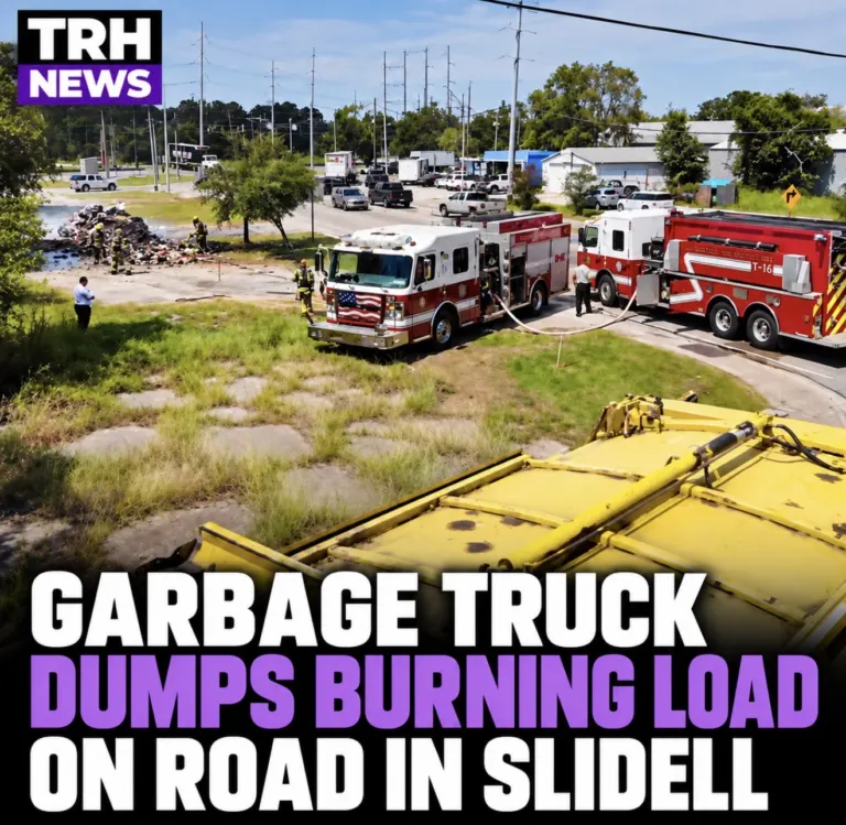 Garbage Truck Dumps Burning Load On Road In Slidell
