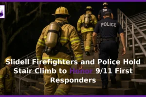 Editorial illustration for the story: Slidell Firefighters and Police Hold Stair Climb to Honor 9/11 First Responders